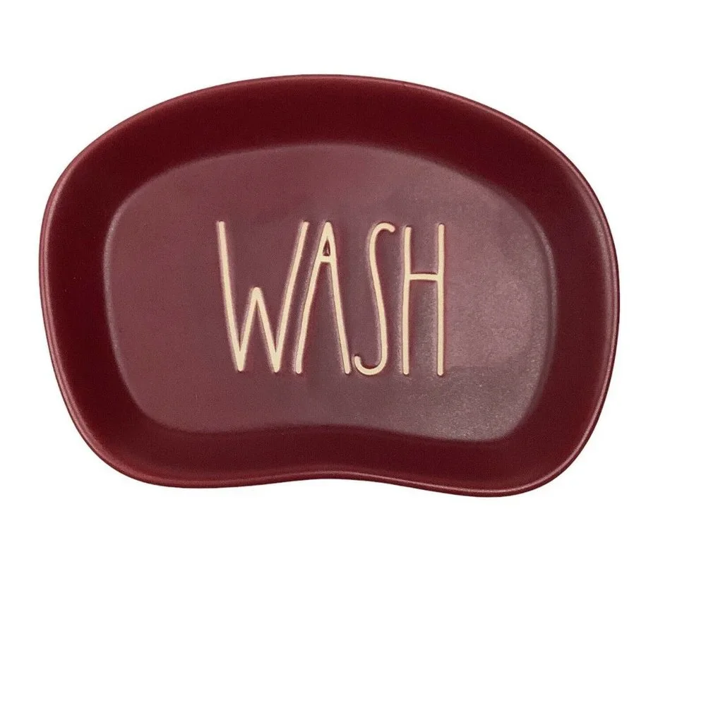 Rae Dunn Burgundy Wine Red Bathroom WASH Soap Dish Artisan Collection by Magenta